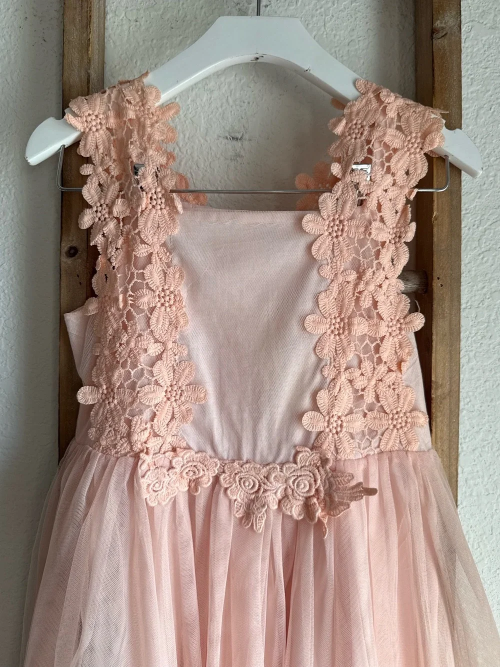 Trish Scully Blush Pink Floral Lace & Tulle Flower Girl Dress Sz: 8 NWT